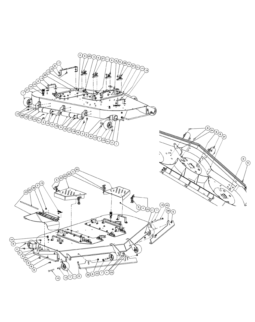 Fabricated Cutter Deck (2008 And Before) Diagram and Parts List for M72-KW (53AI8CT8050-37HP-OHV)(2009 & Before) Cub Cadet Lawn Tractor